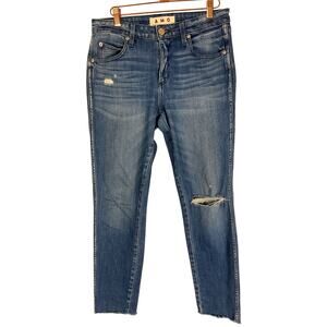 AMO Stix Crop Jeans Size‎ 28 in Night Owl w/Destroy Wash Ankle Length Stretch